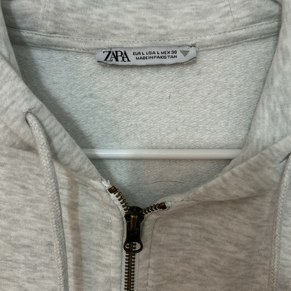 Zara Gray Zip-Up Hoodie Jacket size large cotton blend - Picture 2 of 7